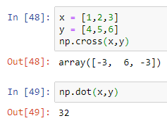 numpy cross and dot product
