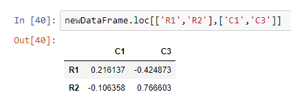 selecting a sub matrix from data frames