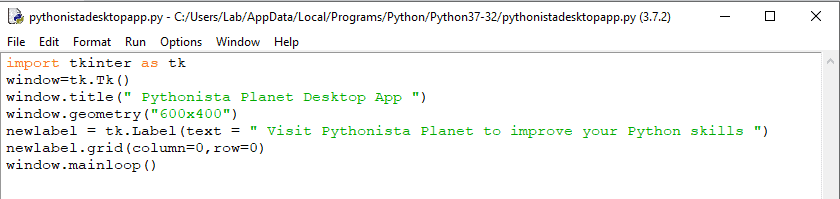 Simple Desktop App using Python Tkinter