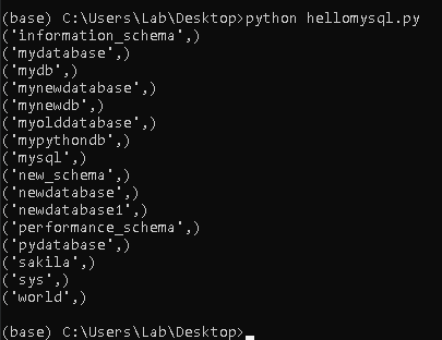 show databases mysql