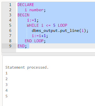 PL/SQL while loop