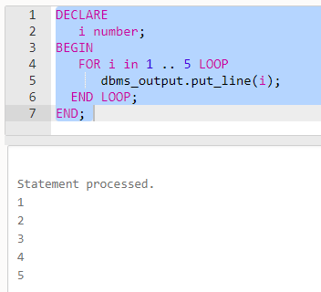 PL/SQL for loop